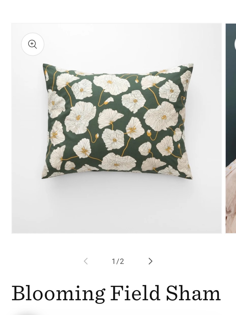 Blooming Field Sham - Green Floral Pillow Sham